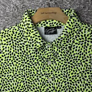 Sunday Swagger Polo Shirt Mens Medium Polka Dot Green Short Sleeve Summer Golf